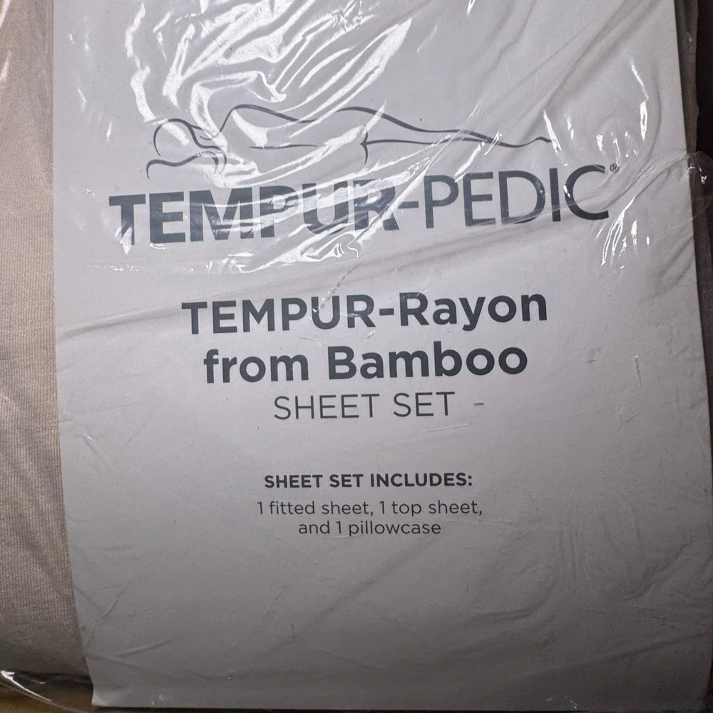 Tempur-Pedic Rayon from Bamboo Sheet Set Twin 3-Piece Sand Tan Bedding NEW